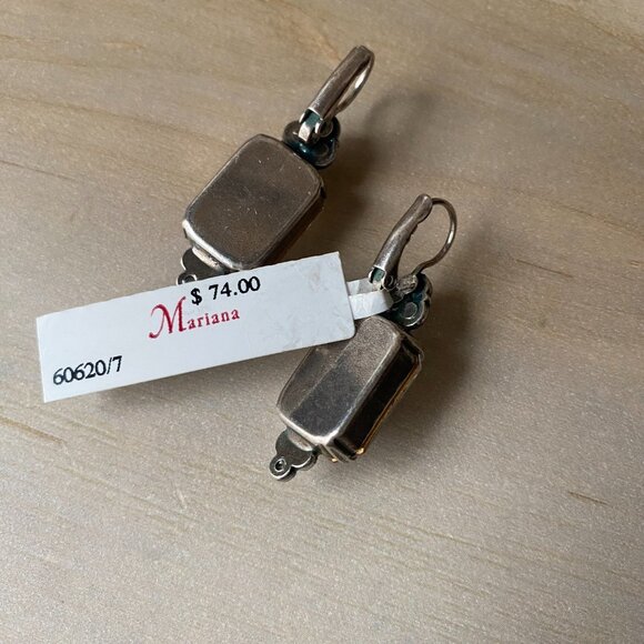 NWT Mariana Emerald Cut Clear Swarovski Crystal Silver Plated Leverback Earrings - Picture 13 of 13